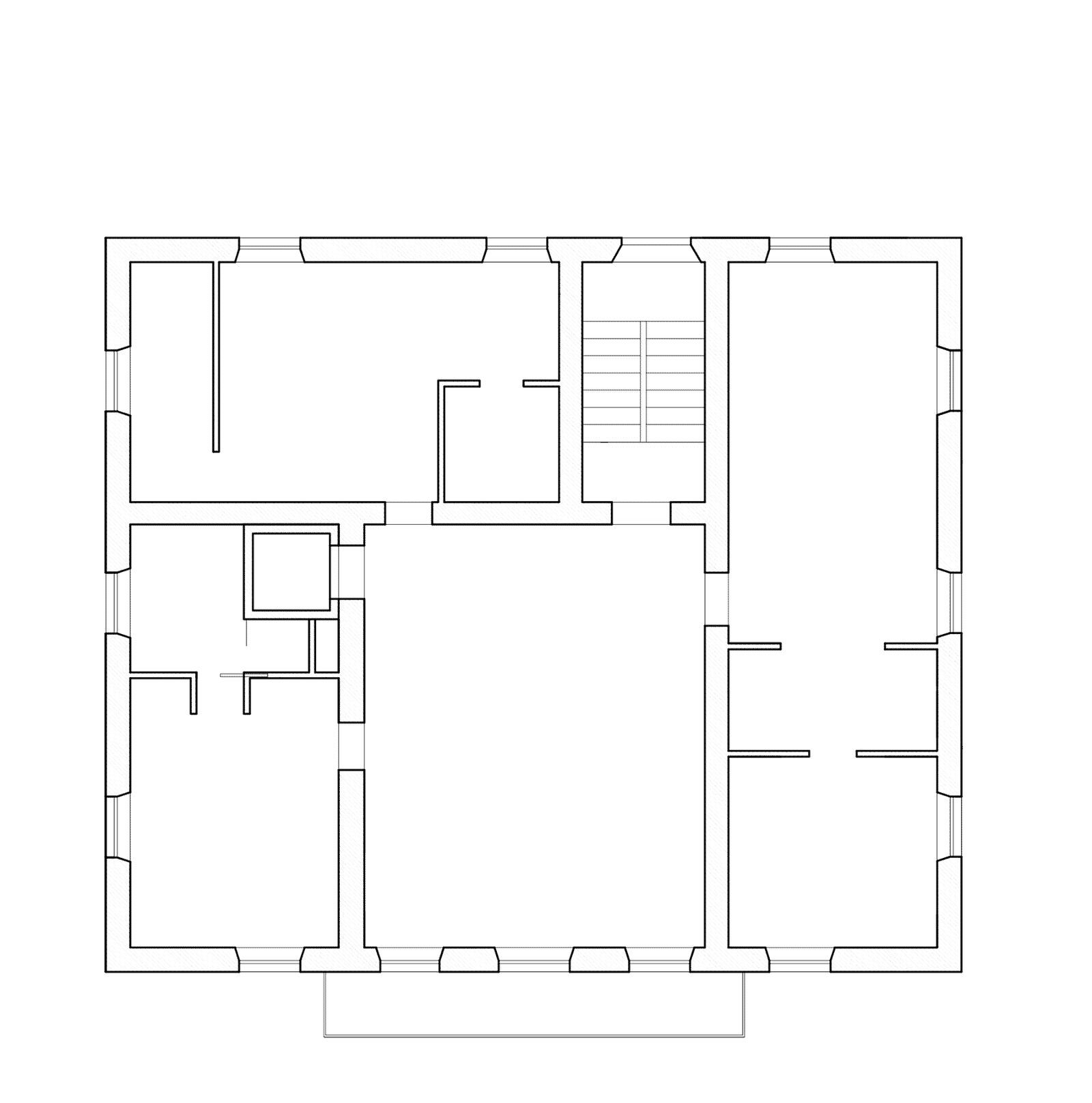 Plano de la primera planta de Villa Marie con tres suites y salón de música