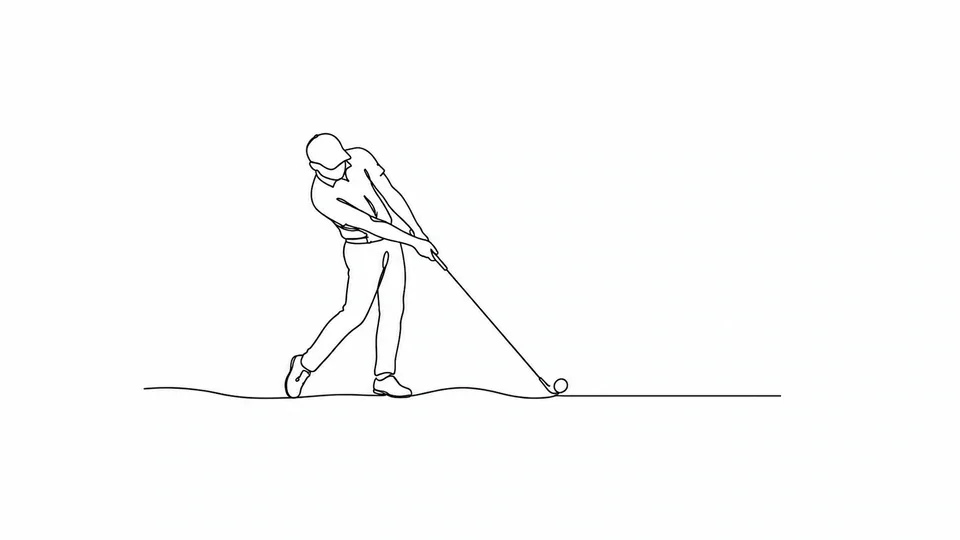 Dessin au trait d’un golfeur jouant un putt