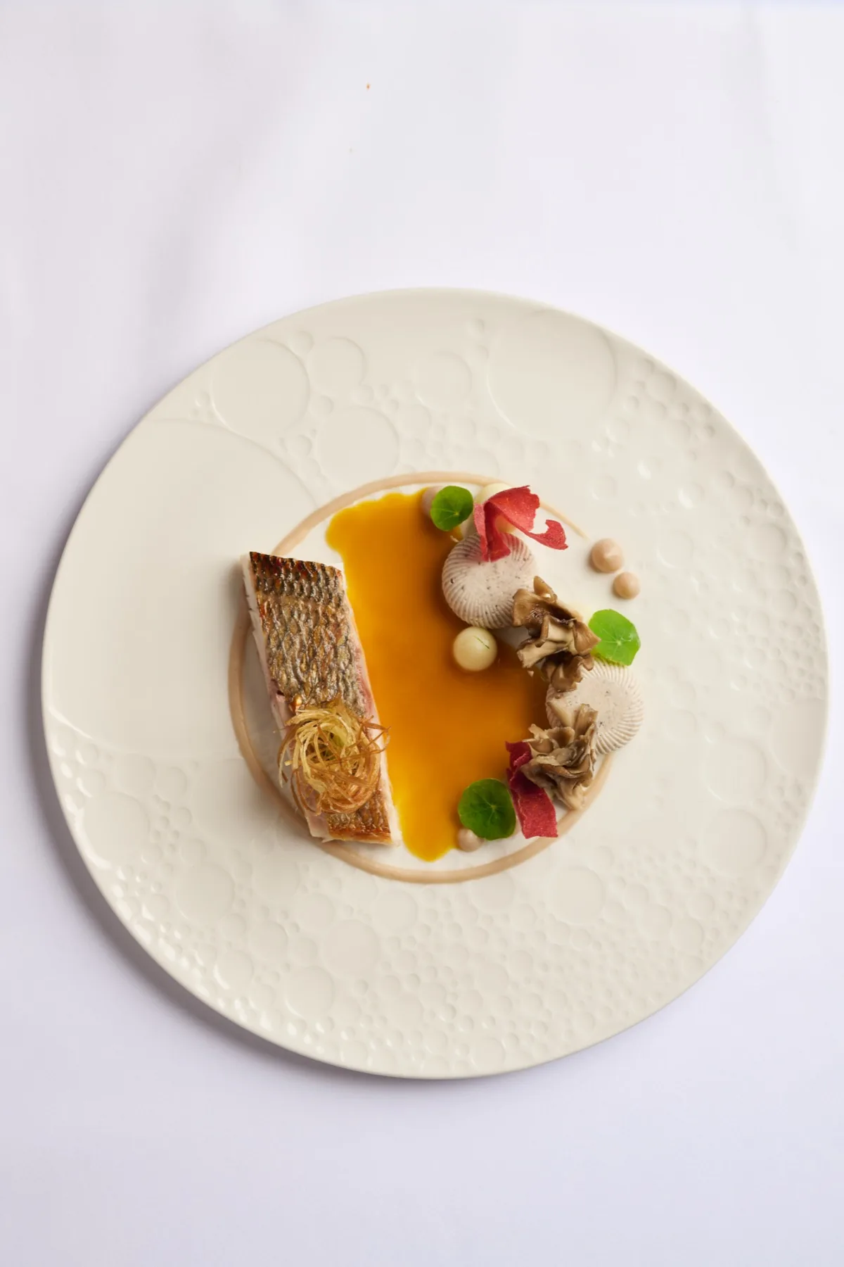 Élégant plat de poisson du menu de repas privés de Villa Marie