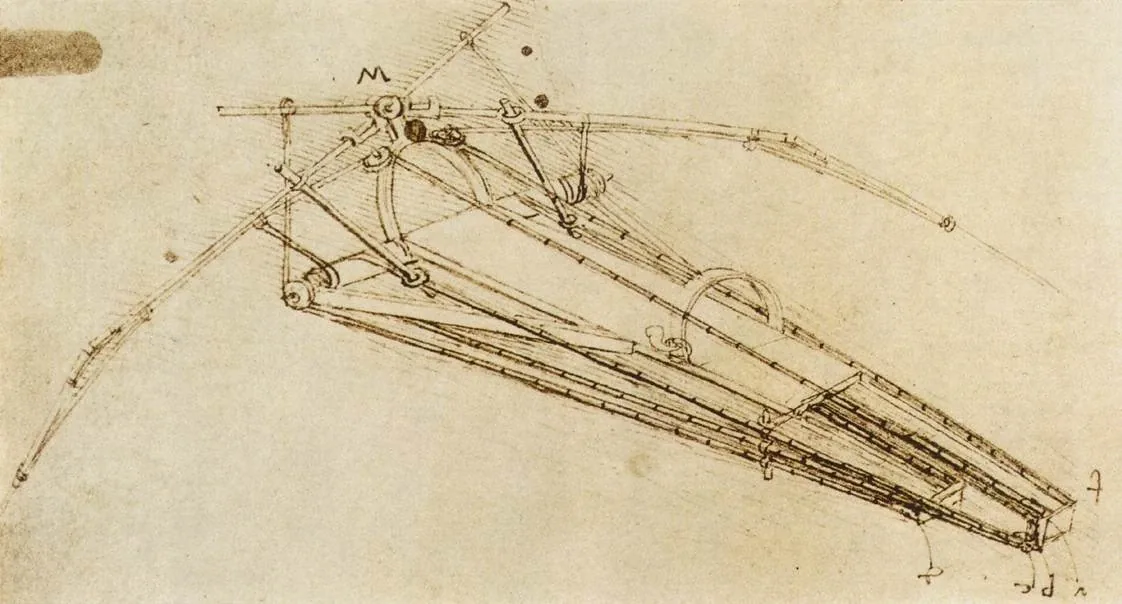 Disegno di una macchina volante di Leonardo da Vinci