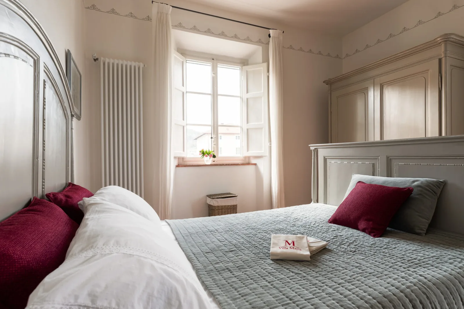 Bright guest bedroom in Casa del Contadino at Villa Marie