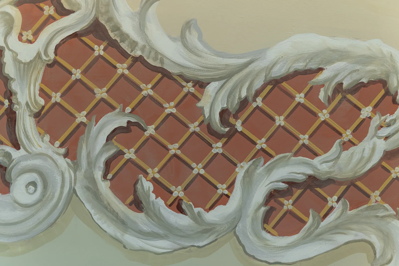 Hand-painted ceiling detail in the kitchen at Villa Marie
