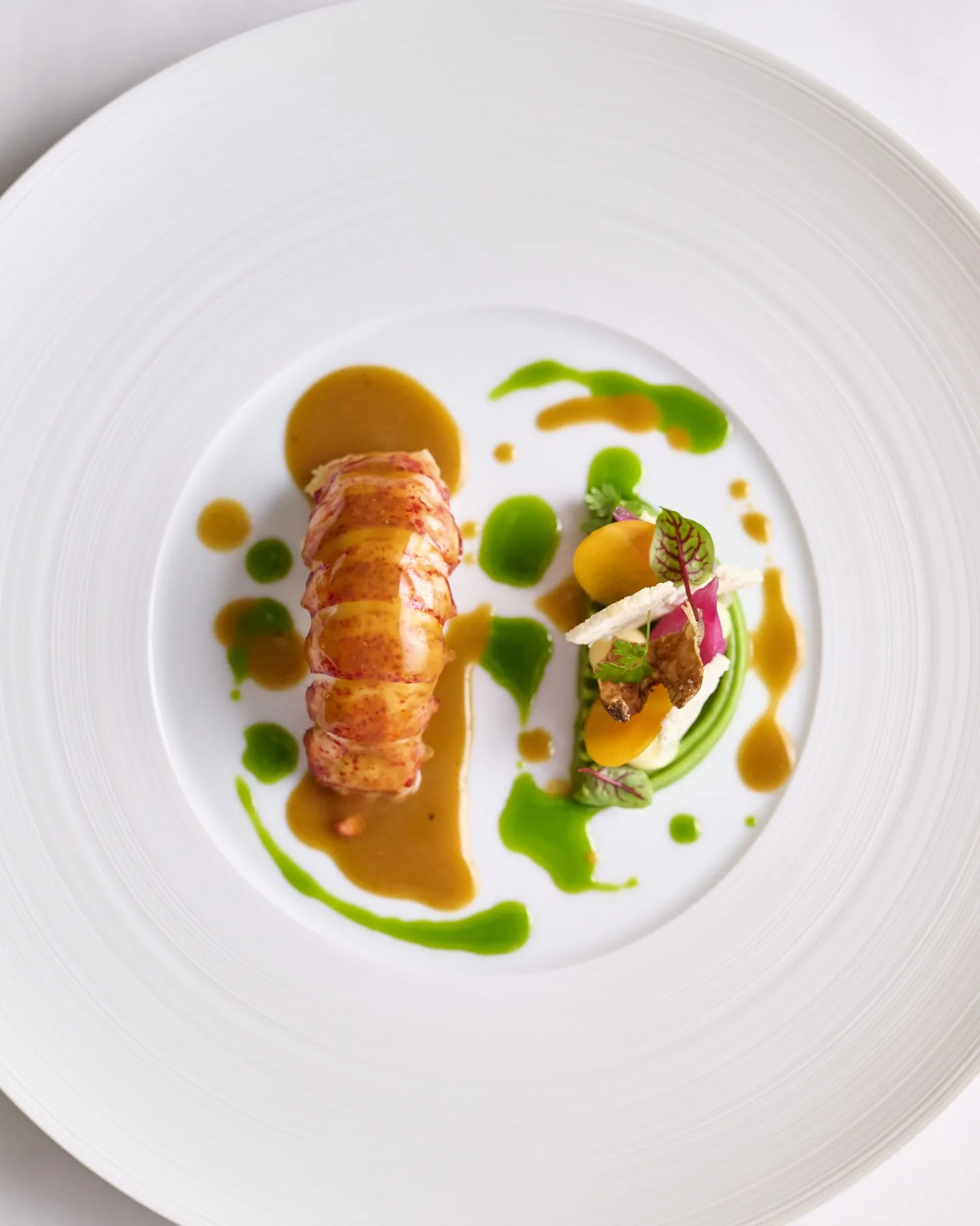 Lobster tasting menu course served at Villa Marie